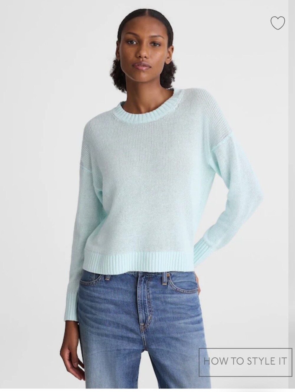 NWT Madewell Women's Linen Drop-Shoulder Sweater SzM $118 light turquoise
